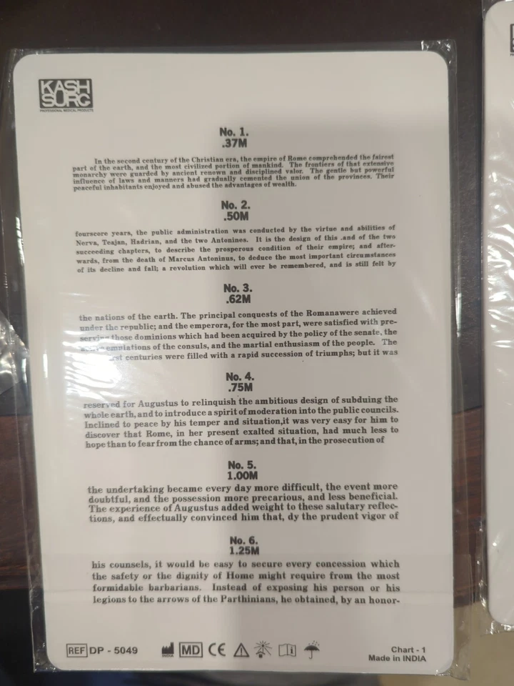 Tabla ocular para pruebas de visión cercana Tabla de examen ocular Foto 2 de 3