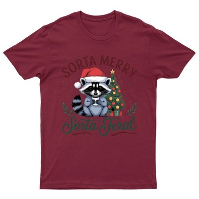 Merry Sorta Feral Raccoon Christmas Holidays Herren T-Shirt Damen Graphic Tee