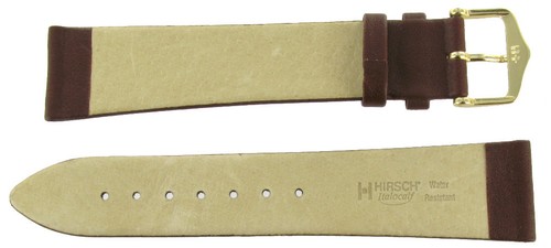22mm Hirsch Italocalf Brown Genuine Calfskin Leather Flat Watch Band Long - Picture 2 of 2
