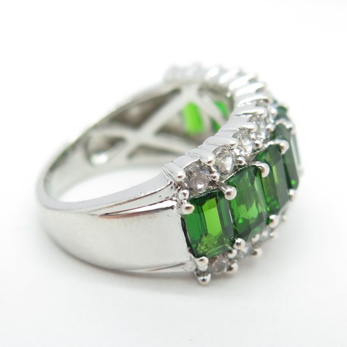 CHUCK CLEMENCY 925 Sterling Silver White Topaz & Peridot Gem Ring Size 5.25 - Picture 6 of 10