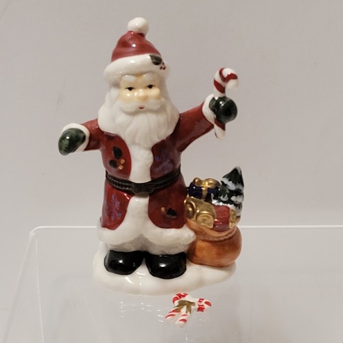 Santa Claus Hinged Trinket Box, Candy Cane trinket inside, Christmas, - 第 1/7 張圖片