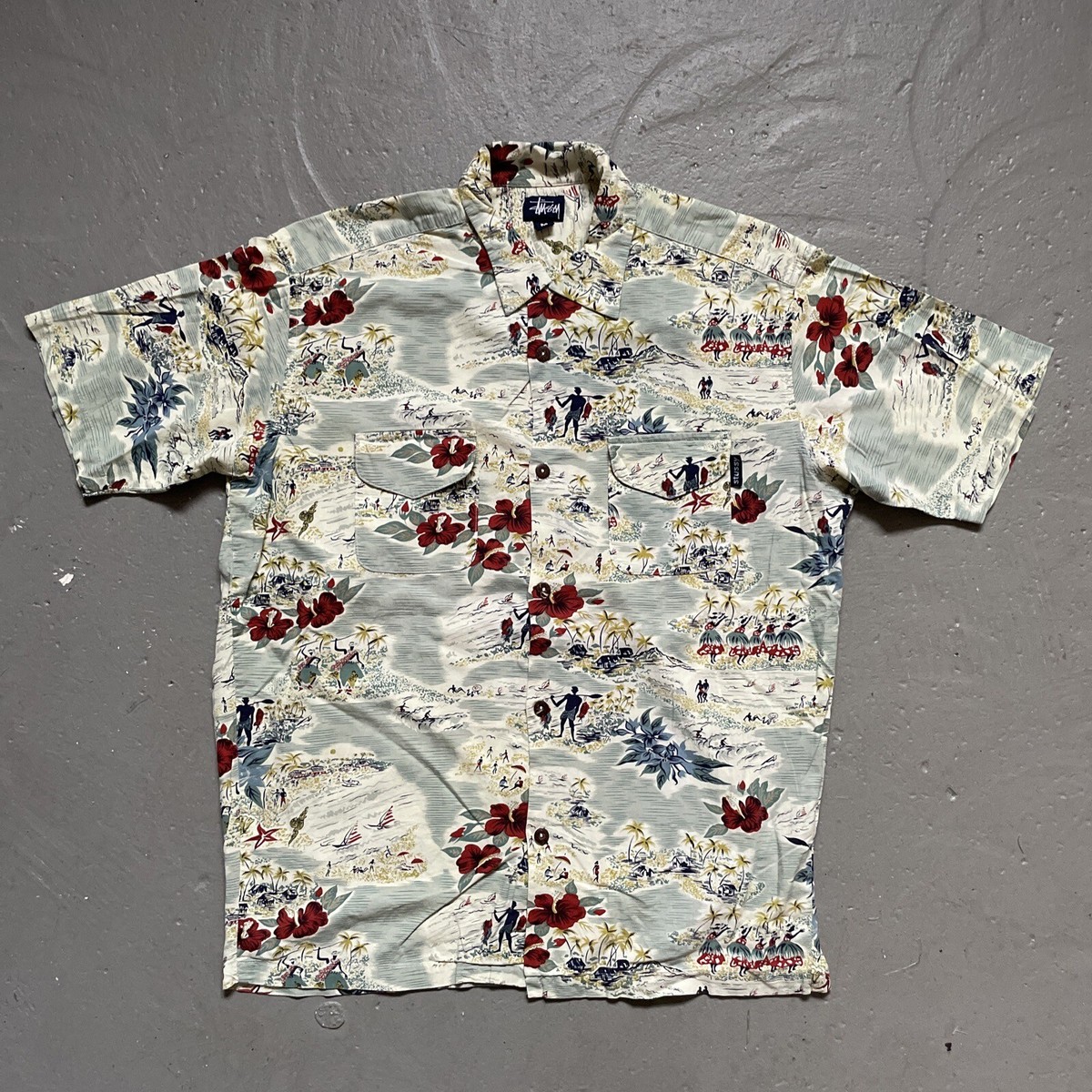 Vintage Stussy 90s-Y2K Hawaiian Aloha Print Made In USA Loop Vintage Stussy 90s-Y2K Hawaiian Aloha Print Made In USA Loop