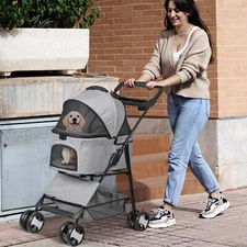 3-in-1 Pet Dog Stroller Folding Lightweight Dog Stroller Cat Travel Stroller