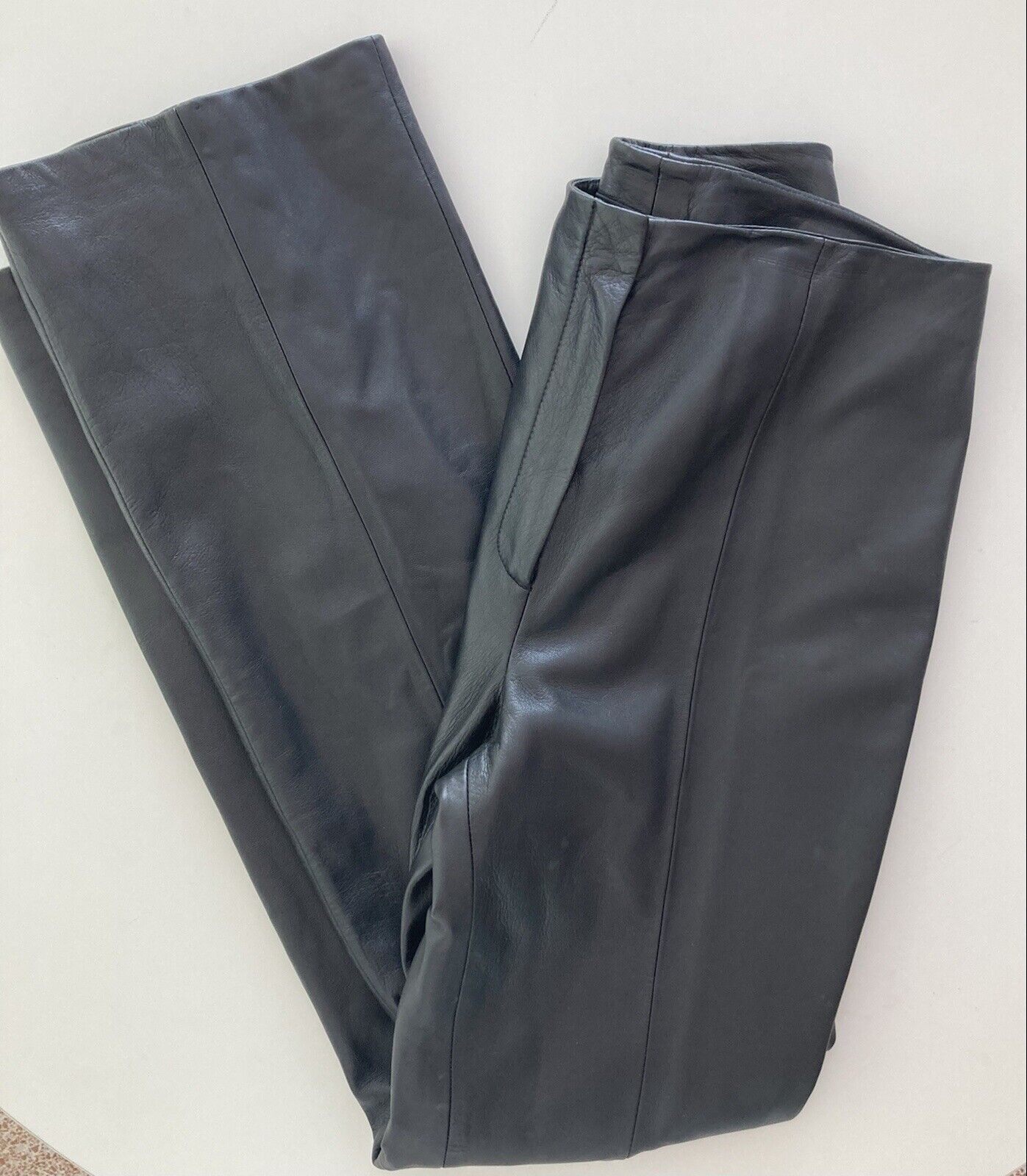 VTG Y2K Black 100% Lamb Leather Flat Front Bootcu… - image 2