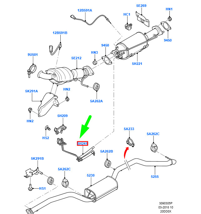 FORD FOCUS MK2 DPF Sensor Pipe 1369263 3M5A-5H241-AA NEW GENUINE 