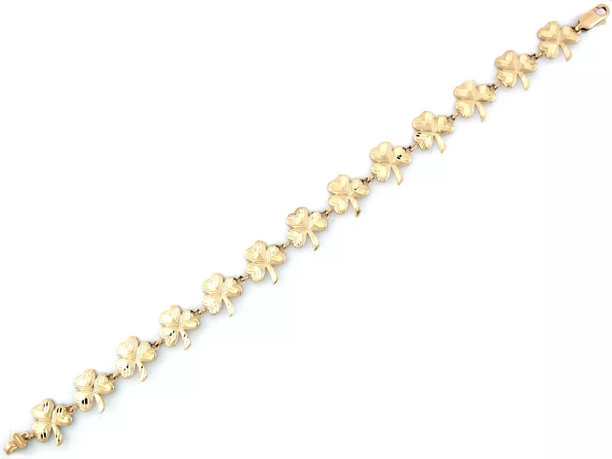 10k or 14k Yellow Gold Traditional Irish Shamrock Clover Ladies