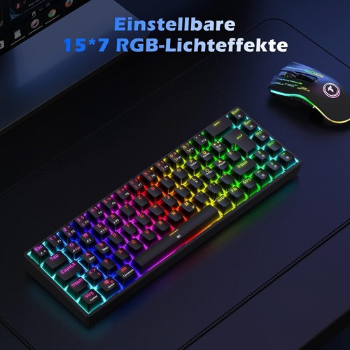 Gaming Tastatur RGB Mechanische Tastatur Kabellos QWERTZ Gamer Setup 2,4G C329 - Bild 5 von 8