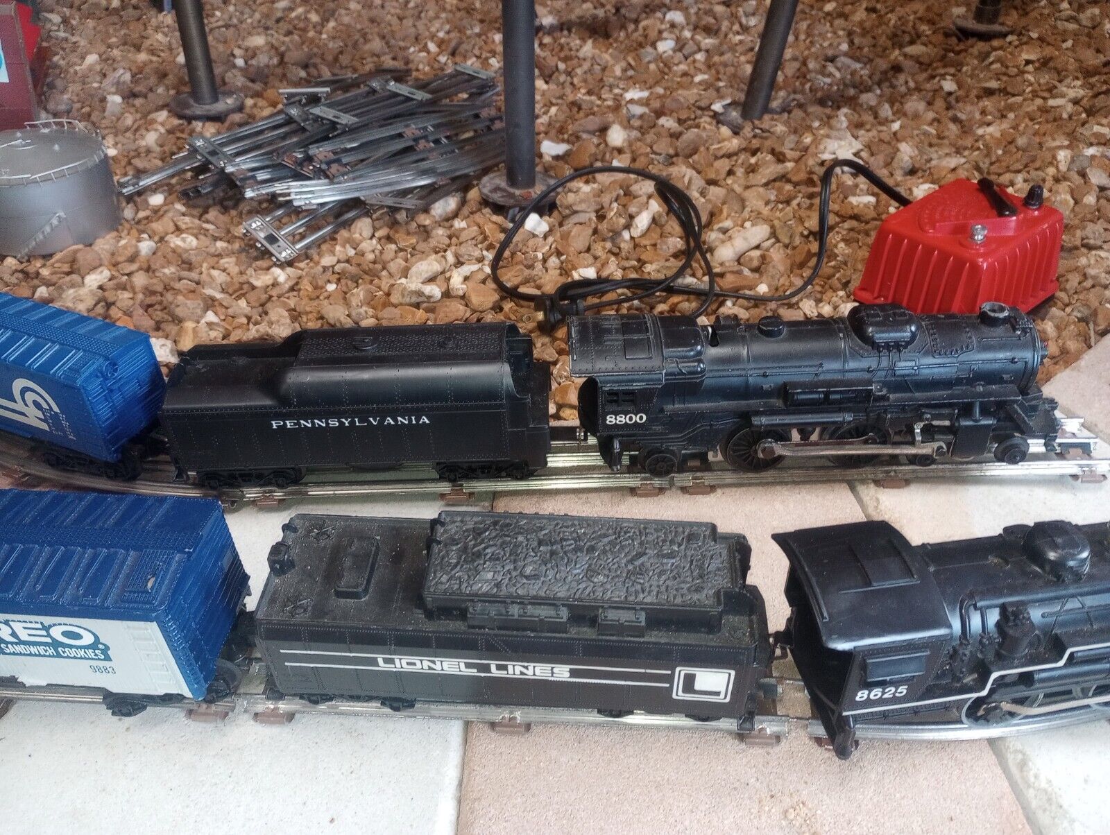 Vintage LIONEL Train Lot - Engines, Cars, Buildings, Transformer, Track, etc.