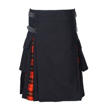 Men's Hybrid Leather Straps, Cotton Tartan Utility Kilt - Wallace