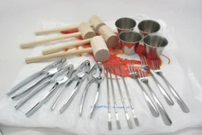 24pc Lobster Bake Shellfish Seafood Tool Kit Crackers Picks Forks Mallets Bibs