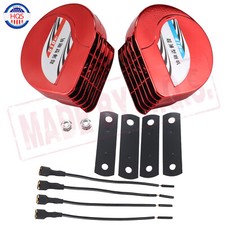 Red Universal 12V Horn Compact Car Horn Truck Horn Waterproof High Low Tone