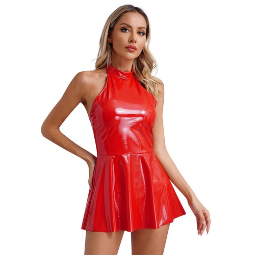 Damen Metallic Wetlook Kleid Glänzendes Partykleid Bodycon Kleider Pencil Dress - Picture 59 of 89
