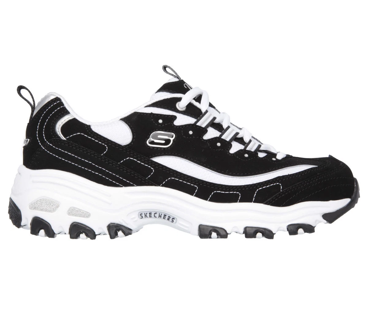 Skechers Wide Fit Black Dlites Shoe Women Sport Comfort Casual Memory Foam 11930
