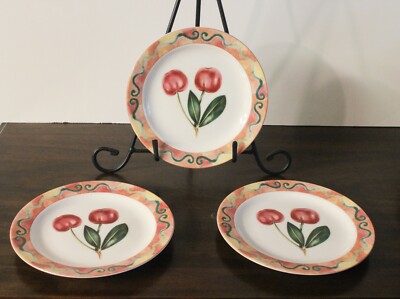 3 Epoch SOMERVILLE E107 Bread & Butter - Dessert Plate 7 1/2'' Cherry Design