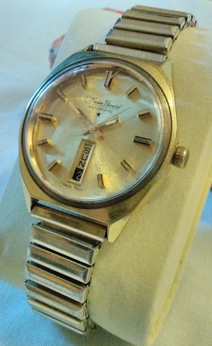 serviced Lucien Piccard watch men's 10K gold band Luccard automatic day date - Picture 11 of 18