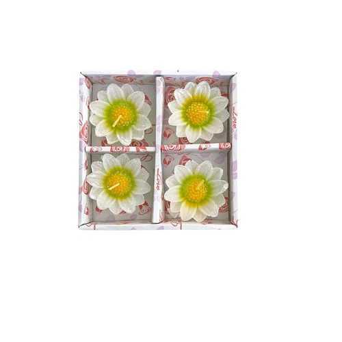 FLOATING CANDLES 4 PACK DAISY GLITTER 4 HOUR BURN TIME DECOR WEDDING EVENTS HOME