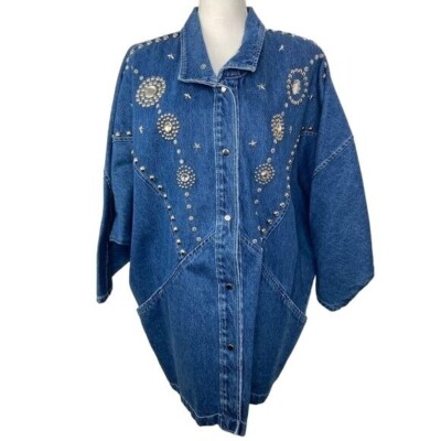 Vintage 80's Michelle ladies blue denim oversized jean jacket