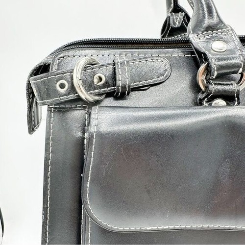 McKlein USA Winnetka Black Leather 15” Laptop Briefcase Double Shoulder Strap - Picture 8 of 16