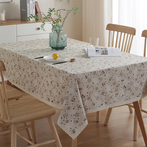 Bloom Table Cover with Lace Blending Flower Tablecloth for Home Table Decoration