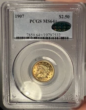 1907 $2.50 PCGS MS 64+ CAC Liberty Gold Quarter Eagle