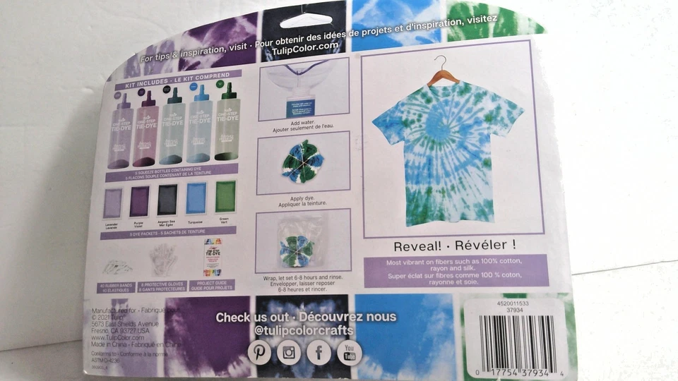 Tulip One-Step Tie-Dye Kit Mermaid 5-Color Fabric Dye Set 30 Projects New Craft - Image 2 of 2