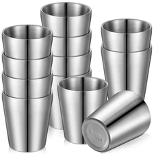 12 Pieces Stainless Steel Cups Double Wall Tumbler Glasses Stackable Glasses Met