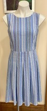 Tommy Hilfiger Pleated Red, White & Blue Seersucker Striped Dress Sz 6 (No Belt)