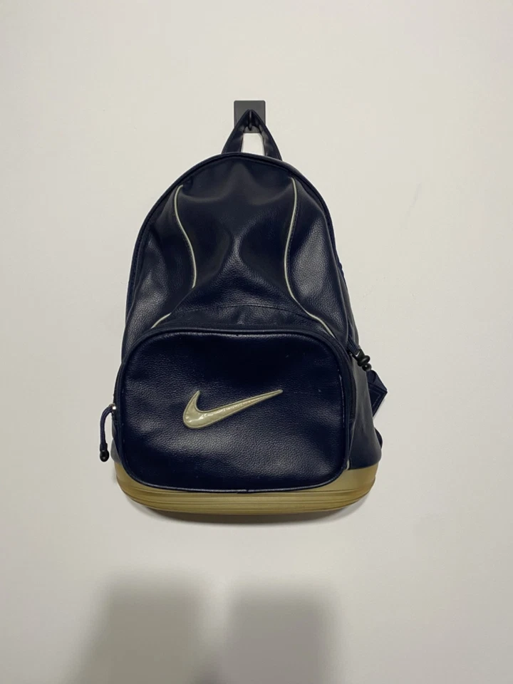 Sac à dos vintage Nike en cuir bleu marine Y2K vêtements de sport rares - Photo 4/4