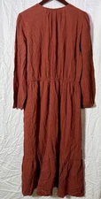 NWOT Melrose And Market Long Sleeve Cotton Gauze Midi Dress Rust Hills, Size XL
