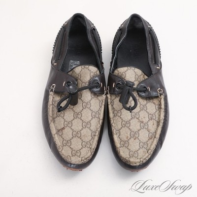 Gucci Dark Brown Monogram Leather Penny Loafers Gucci Men main image 4
