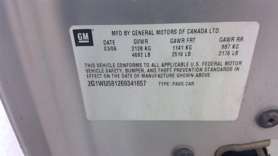 Chevrolet Impala 2006 Dash Panel VIN W 4th Digit 20924440 8557 Foto 4 de 4