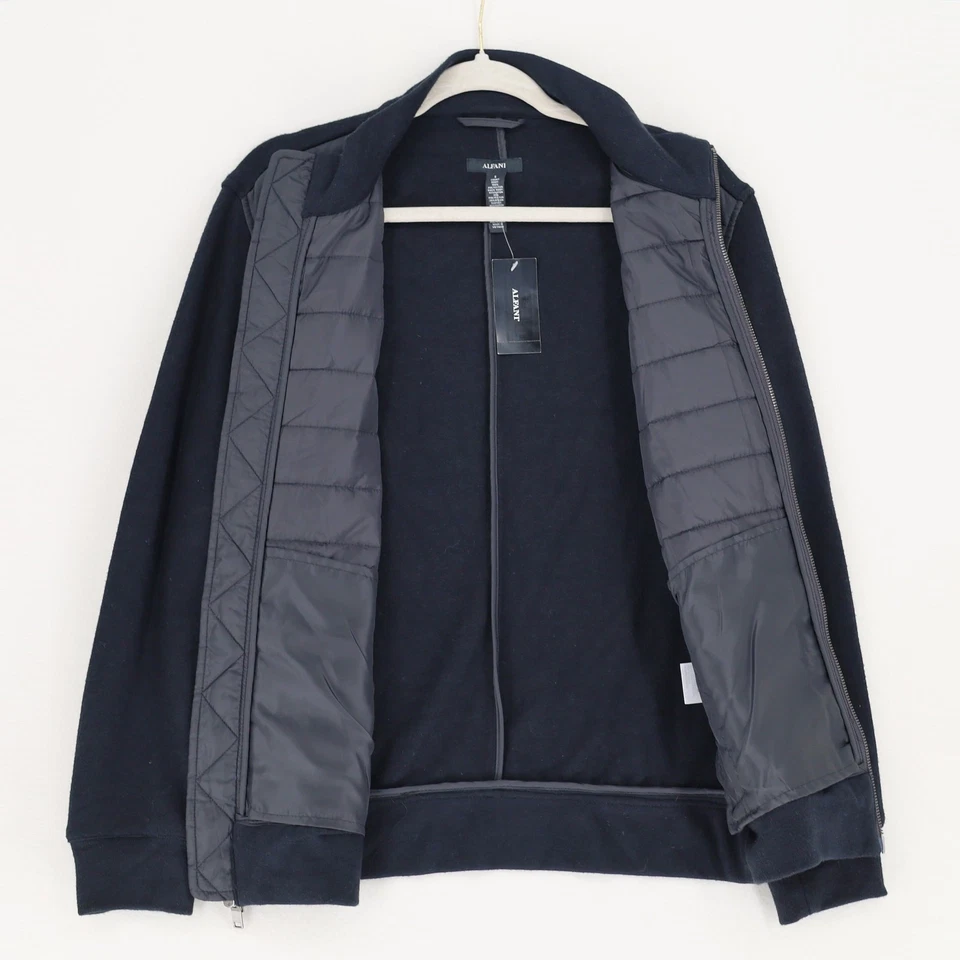 Chaqueta Bomber Alfani Para Hombre Negra Mixta Acolchada Tejida Informal Cremallera Completa Talla S Foto 3 de 4