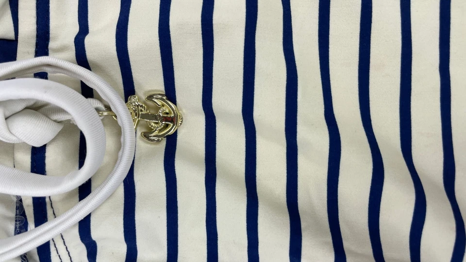 Top de baño Sperry de una pieza para mujer azul blanco a rayas talla mediana Foto 4 de 4