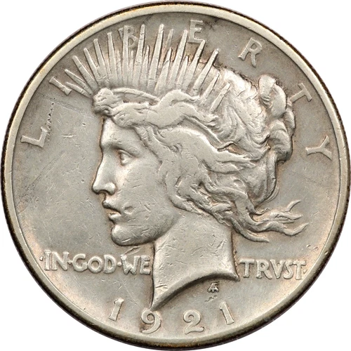 1921 High Relief Peace Silver Dollar $1, Very Fine VF+