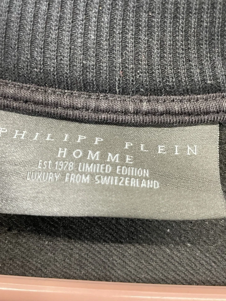 🔥 Philipp Plein Homme • Chaqueta Negra con Cremallera • Calavera Gótica • Para Hombre Talla Mediana M Foto 2 de 4