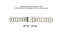 GENUINE WENGER 22MM SILVER STAINLESS STEEL WATCH BAND