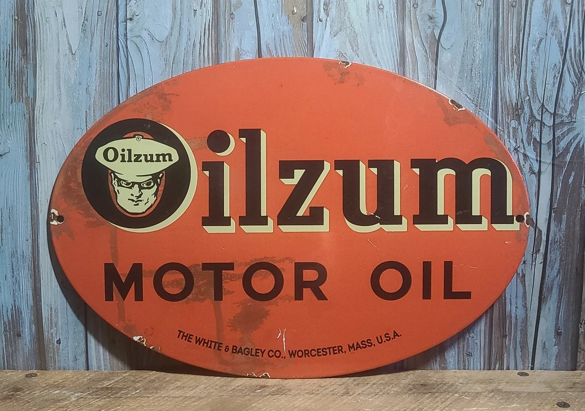 シ*ン様 40s USAビンテージ 琺瑯看板Oilzum モーターオイル広告プレ シ*ン様 40s USAビンテージ 琺瑯看板Oilzum モーターオイル広告プレ