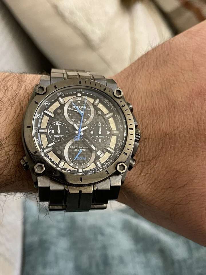 Bulova Men's Precisionist Stainless Steel Chronograph 46.5mm Watch ref 98B229 - Image 4 of 4