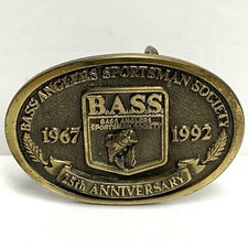Vintage Belt Buckle Bass Anglers Sportsman Society 25th Anniversary 1967-1992 