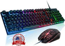 Jugeo De Teclado Y Mouse Gamer Mecanico Para Gaming Multicolor LED Raton Combo