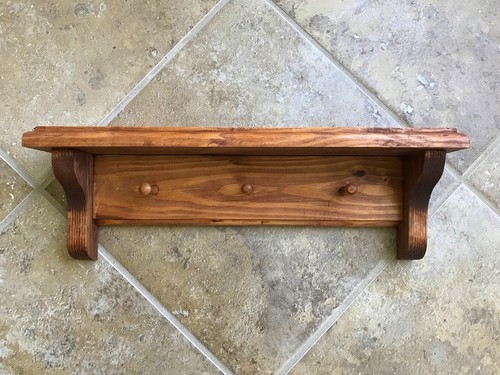 Vintage Landhausstil geerntet handgefertigt 16" Kiefernholz Regal + 3 Schlüssel Heringe - Bild 3 von 20