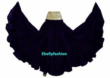 Bluish Purple Cotton Gypsy Skirt 4 Tier 25 Yard Belly Dance Tribal Jupe Flamenco
