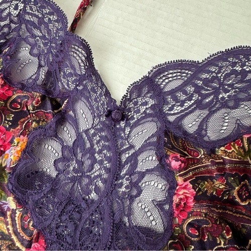 Oscar de la Renta lingerie vintage stain lace paisley high waist pajama tank set - Picture 4 of 16