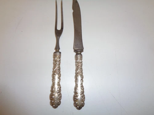 Antique Art Nouveau Sterling 2 Piece Carving Set Wallace Waverly ?
