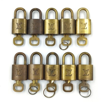 Louis Vuitton Lock & Key for Bags Brass Gold set of 10 Number Random PadLock 10