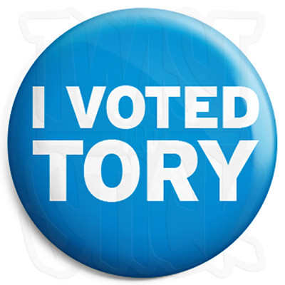 I Voted Tory - 25mm Conservative Election Button Badge with Fridge Magnet Option