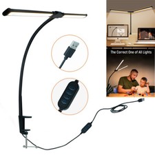 LED Desk Lamp with Clamp Double Head Desk Lamp with 360  Adjustable Gooseneck