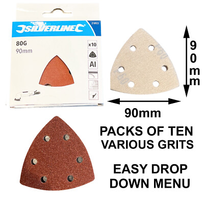 Schleifpads 90 mm (passt allen) Dreieck Detail Maus Schleifer Haken Schleife verschiedene Körnungen