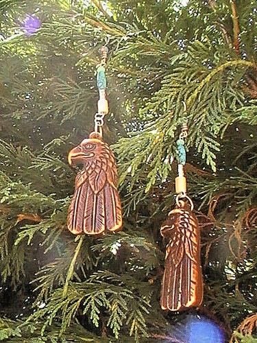 native american eagle earrings BLESSED brown totem spiritual tribal turquoise - Picture 6 of 12
