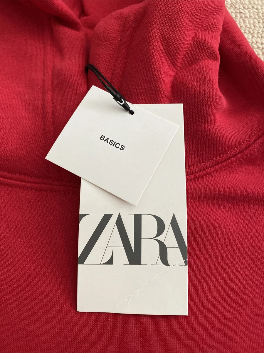 Zara Basics Womens Ladies Red Hoodie Sweatshirt Size L NEW